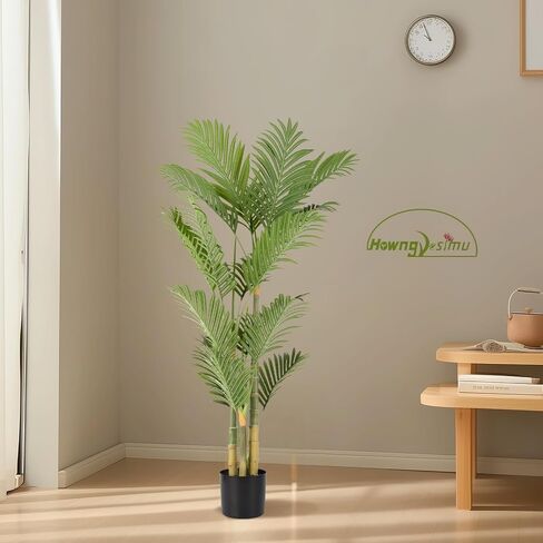 Artificial Palm Tree 4 Feet Artificial Palm Plant with Real Bark Design Faux Palm Tree for Indoor Outdoor Modern Decoration Plants in Pot for Home Office in Saudi Arabia