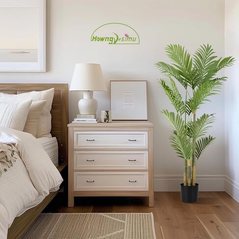 Artificial Palm Tree 4 Feet Artificial Palm Plant with Real Bark Design Faux Palm Tree for Indoor Outdoor Modern Decoration Plants in Pot for Home Office in Saudi Arabia