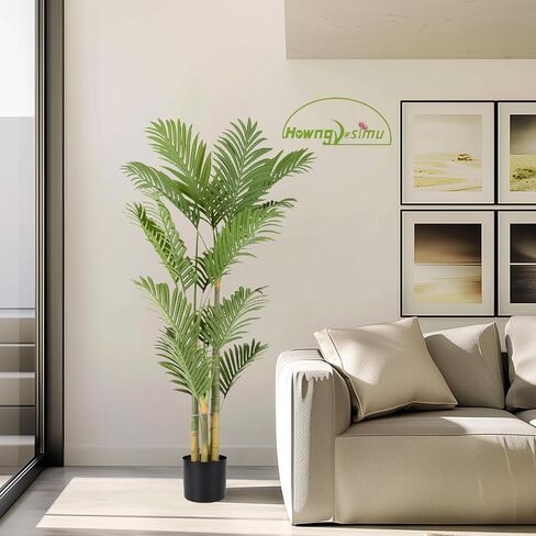 Artificial Palm Tree 4 Feet Artificial Palm Plant with Real Bark Design Faux Palm Tree for Indoor Outdoor Modern Decoration Plants in Pot for Home Office in Saudi Arabia