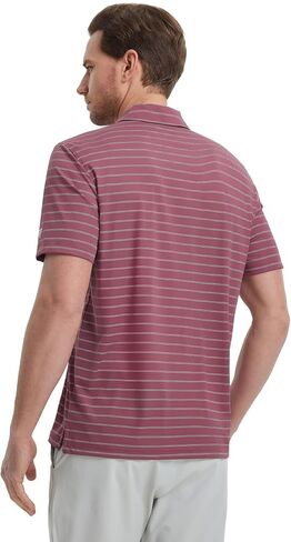 M MAELREG Mens Striped Golf Shirts Short Sleeve Silk-Like Touch Water-Resistant Breathable Soft Collared Polo Shirts for Men in Saudi Arabia