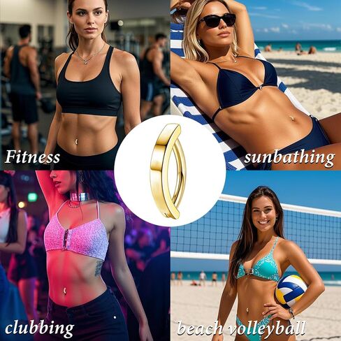 3Pcs Gold Belly Button Ring Hypoallergenic 316L Surgical Steel Sparkling CZ Heart Clicker Hoop Navel Jewelry for Women Body Piercing in Saudi Arabia