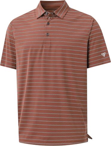 M MAELREG Mens Striped Golf Shirts Short Sleeve Silk-Like Touch Water-Resistant Breathable Soft Collared Polo Shirts for Men in Saudi Arabia