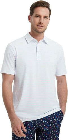 M MAELREG Mens Golf Shirts Dry Fit Moisture Wicking Performance Sports Short Sleeve Striped Collared Polo Shirts for Men in Saudi Arabia