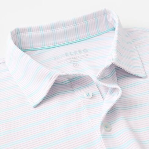 M MAELREG Mens Golf Shirts Dry Fit Moisture Wicking Performance Sports Short Sleeve Striped Collared Polo Shirts for Men in Saudi Arabia