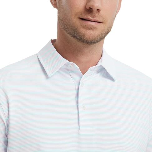 M MAELREG Mens Golf Shirts Dry Fit Moisture Wicking Performance Sports Short Sleeve Striped Collared Polo Shirts for Men in Saudi Arabia