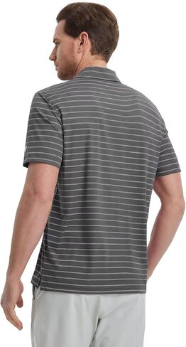 M MAELREG Mens Striped Golf Shirts Short Sleeve Silk-Like Touch Water-Resistant Breathable Soft Collared Polo Shirts for Men in Saudi Arabia
