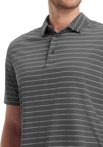 M MAELREG Mens Striped Golf Shirts Short Sleeve Silk-Like Touch Water-Resistant Breathable Soft Collared Polo Shirts for Men in Saudi Arabia