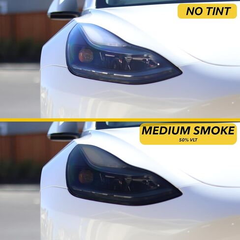 المصابيح الأمامية دخان صبغة PPF لـ Tesla Model 3 و Tesla Model Y ، Smoke Smoke 50 ٪ VLT | غطاء محامي Smokey - تعزيز وحراسة مع فيلم حماية الطلاء 8mil متين in Kuwait