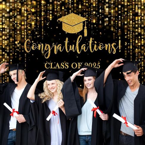 Mocsicka Class of 2024 Backdrop Black Gold Glitter Bokeh Graduation Party Background 2024 Congrats Grad Prom Party Cake Table Decoration Photo Booth Props (7x5ft) in Kuwait