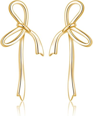 Reffeer Solid 925 Sterling Silver Bow Stud Earrings Ribbon for Women Teens Bowknot Stud Earrings Drops in Saudi Arabia
