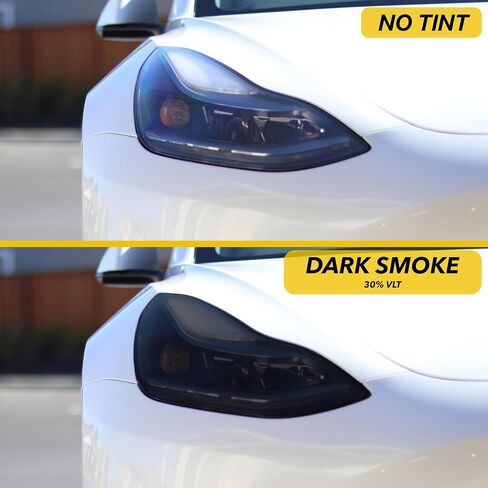 المصابيح الأمامية دخان صبغة PPF لـ Tesla Model 3 و Tesla Model Y ، Smoke Smoke 50 ٪ VLT | غطاء محامي Smokey - تعزيز وحراسة مع فيلم حماية الطلاء 8mil متين in Kuwait