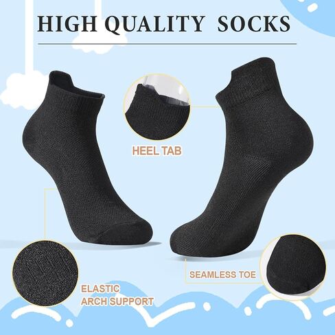20 Pairs Ankle Athletic Running Socks Low Cut Sports Tab Socks for Boys and Girls in Saudi Arabia