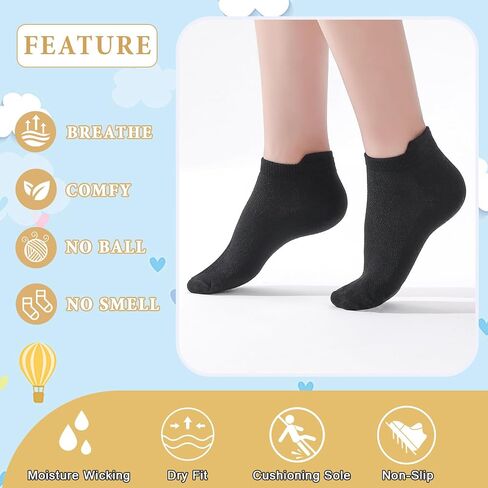 20 Pairs Ankle Athletic Running Socks Low Cut Sports Tab Socks for Boys and Girls in Saudi Arabia