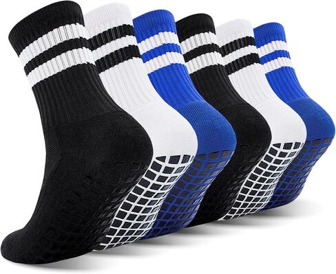 ELUTONG Youth Grip Soccer Socks Kids Grips Athletic Sports Crew Sock for Baseball Football Basketball Boys Girls 6 Pack in Saudi Arabia