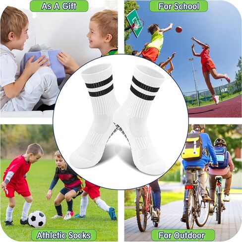 ELUTONG Youth Grip Soccer Socks Kids Grips Athletic Sports Crew Sock for Baseball Football Basketball Boys Girls 6 Pack in Saudi Arabia
