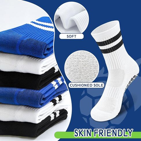 ELUTONG Youth Grip Soccer Socks Kids Grips Athletic Sports Crew Sock for Baseball Football Basketball Boys Girls 6 Pack in Saudi Arabia