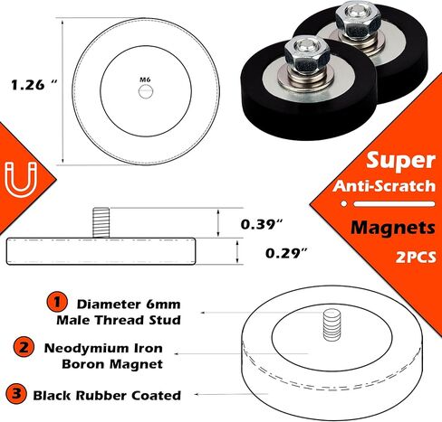 ULIBERMAGNET 4Pack Pot Magnets، مغناطيس دائري قوي من النيوديميوم مع خيط ذكر M8، تركيب مغناطيسي قوي قابل للإزالة للإضاءة والأدوات والمعدات مع الترباس in Kuwait