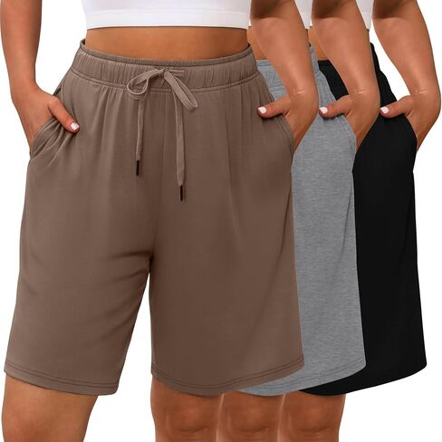 Evervibe 3 Pack Plus Size Bermuda Shorts for Women Comfy Loose Casual Drawstring Sweat Pants with Pockets XL-5XL in Saudi Arabia