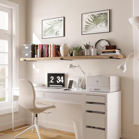 Wallniture Forte 60 بوصة × 11.5 بوصة أرفف عائمة ريفية للجدار، أرفف حائط لغرفة النوم، أقواس شديدة التحمل بسمك 1.5 بوصة، رف كتب للجدار، رف جدار المكتب والمطبخ، محروق، خشب، قطعة واحدة in Saudi Arabia