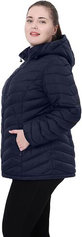 Plus Size Women Packable Puffer Jacket 1X-6X Water-Resistant Lightweight Coat Detachable Hood(Exclusively Plus Size) in Saudi Arabia