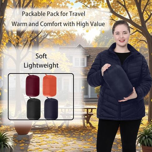 Plus Size Women Packable Puffer Jacket 1X-6X Water-Resistant Lightweight Coat Detachable Hood(Exclusively Plus Size) in Saudi Arabia