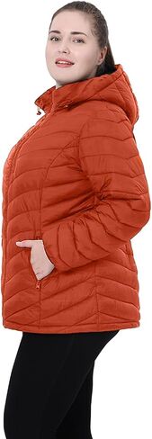 Plus Size Women Packable Puffer Jacket 1X-6X Water-Resistant Lightweight Coat Detachable Hood(Exclusively Plus Size) in Saudi Arabia