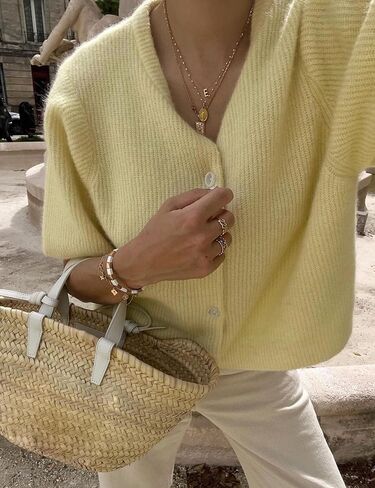 Arssm Women's Knitted Crop Cardigan Y2k Short Sleeve Button Down Cardigan Shirt Ribbed Knit Solid Color Lightweight Outwear in Kuwait