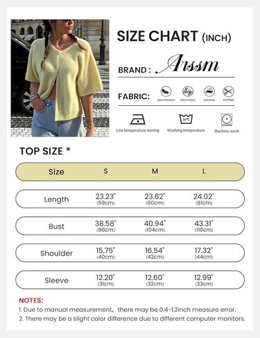 Arssm Women's Knitted Crop Cardigan Y2k Short Sleeve Button Down Cardigan Shirt Ribbed Knit Solid Color Lightweight Outwear in Kuwait