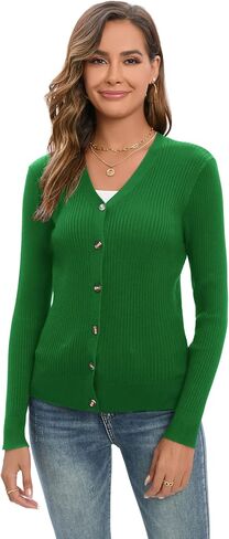 GRACE KARIN Women's Button Up V Neck Long Sleeve Soft Basic Knit Cardigan Sweater in Saudi Arabia