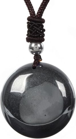 Justinstones Natural Gemstone 30mm Round Shapes Bead Pendant Amulet Adjustable Necklace 18 to 26 Inch in Saudi Arabia