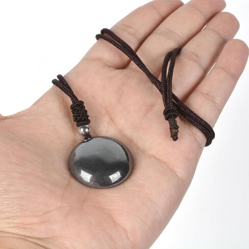Justinstones Natural Gemstone 30mm Round Shapes Bead Pendant Amulet Adjustable Necklace 18 to 26 Inch in Saudi Arabia