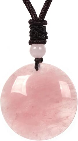 Justinstones Natural Gemstone 30mm Round Shapes Bead Pendant Amulet Adjustable Necklace 18 to 26 Inch in Saudi Arabia