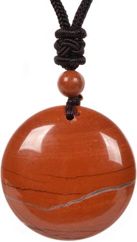 Justinstones Natural Gemstone 30mm Round Shapes Bead Pendant Amulet Adjustable Necklace 18 to 26 Inch in Saudi Arabia