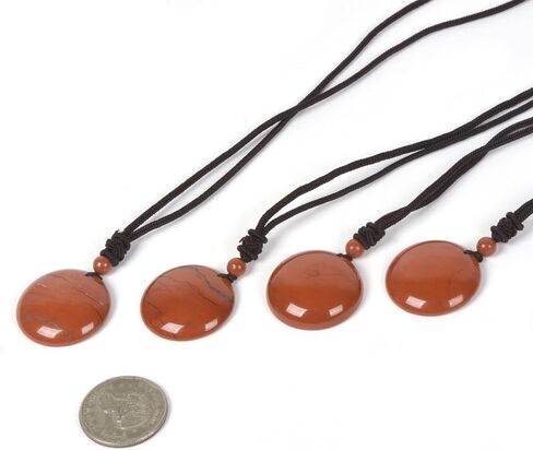 Justinstones Natural Gemstone 30mm Round Shapes Bead Pendant Amulet Adjustable Necklace 18 to 26 Inch in Saudi Arabia