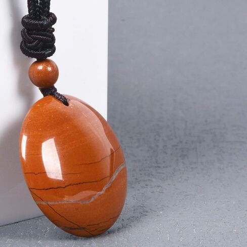 Justinstones Natural Gemstone 30mm Round Shapes Bead Pendant Amulet Adjustable Necklace 18 to 26 Inch in Saudi Arabia