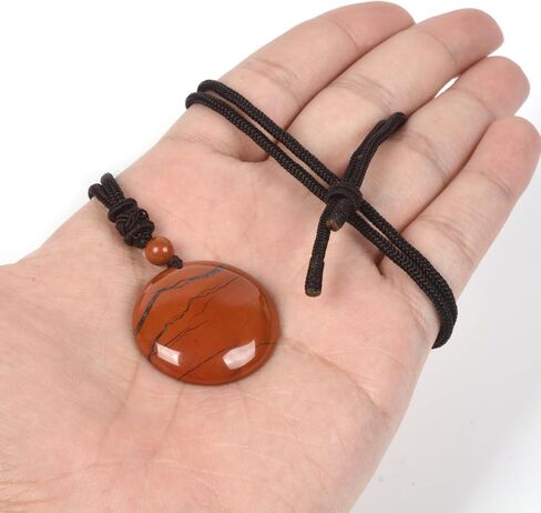 Justinstones Natural Gemstone 30mm Round Shapes Bead Pendant Amulet Adjustable Necklace 18 to 26 Inch in Saudi Arabia