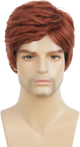 Mens Short Red Wig Synthetic Natural Looking Halloween Cosplay Hair Wig for Male Guy in Saudi Arabia