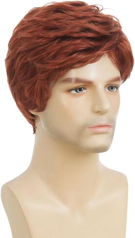 Mens Short Red Wig Synthetic Natural Looking Halloween Cosplay Hair Wig for Male Guy in Saudi Arabia