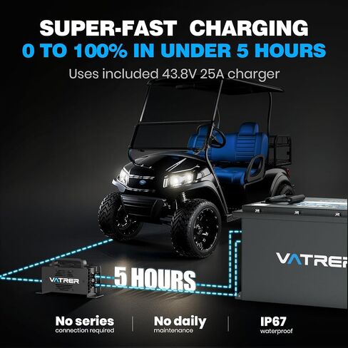 36V 105Ah LiFePO4 Golf Cart Battery, Built-in Smart 200A BMS, with Touch Monitor & Mobile APP, 4000+ Cycles Rechargeable Lithium Golf Cart Battery, Max 7.68kW Power Output, for Golf Carts in Saudi Arabia