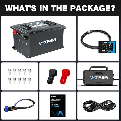36V 105Ah LiFePO4 Golf Cart Battery, Built-in Smart 200A BMS, with Touch Monitor & Mobile APP, 4000+ Cycles Rechargeable Lithium Golf Cart Battery, Max 7.68kW Power Output, for Golf Carts in Saudi Arabia