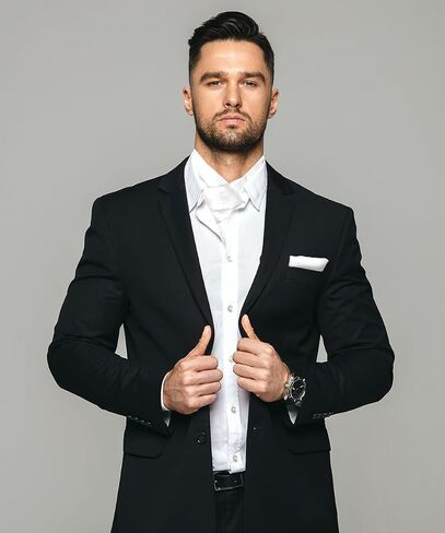 Solid Satin Ascot Tie & Pocket Square Set for Men - Ascot Cravat & Handkerchief Set in Saudi Arabia
