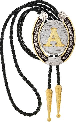 HUABOLA CALYN Gold Bolo Tie for Men- Golden Initial Letter ABCDMJR to Z Native American Western Cowboy Bolo Tie for Women in Saudi Arabia