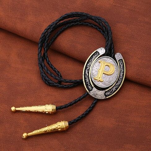 HUABOLA CALYN Gold Bolo Tie for Men- Golden Initial Letter ABCDMJR to Z Native American Western Cowboy Bolo Tie for Women in Saudi Arabia