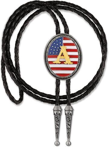 LAXPICOL Vintage Bolo Tie for Men Fashion American Flag Initial Letter Western Cowboy Bolo Tie for Women in Saudi Arabia