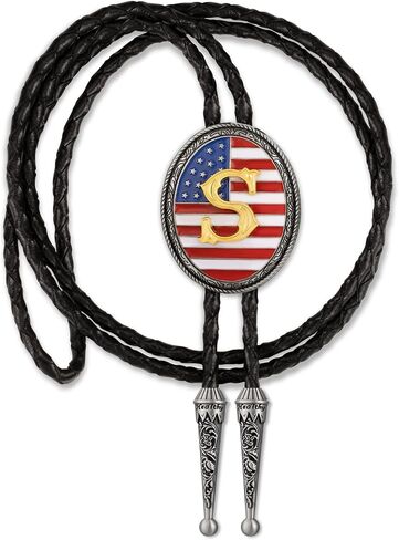 LAXPICOL Vintage Bolo Tie for Men Fashion American Flag Initial Letter Western Cowboy Bolo Tie for Women in Saudi Arabia