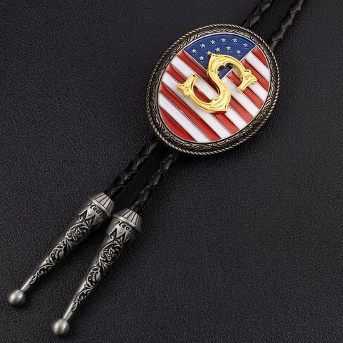 LAXPICOL Vintage Bolo Tie for Men Fashion American Flag Initial Letter Western Cowboy Bolo Tie for Women in Saudi Arabia