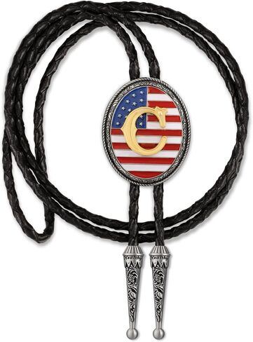LAXPICOL Vintage Bolo Tie for Men Fashion American Flag Initial Letter Western Cowboy Bolo Tie for Women in Saudi Arabia
