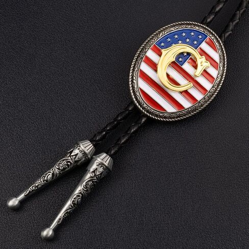LAXPICOL Vintage Bolo Tie for Men Fashion American Flag Initial Letter Western Cowboy Bolo Tie for Women in Saudi Arabia