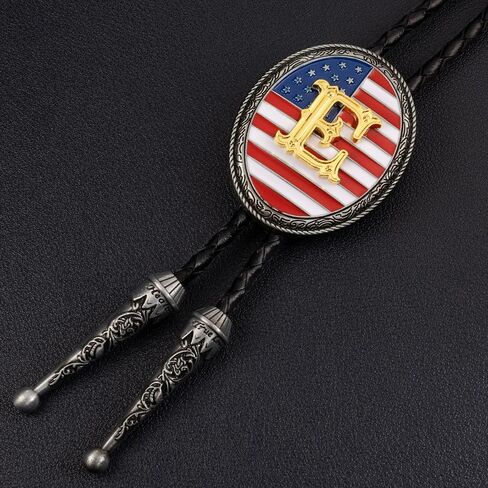 LAXPICOL Vintage Bolo Tie for Men Fashion American Flag Initial Letter Western Cowboy Bolo Tie for Women in Saudi Arabia