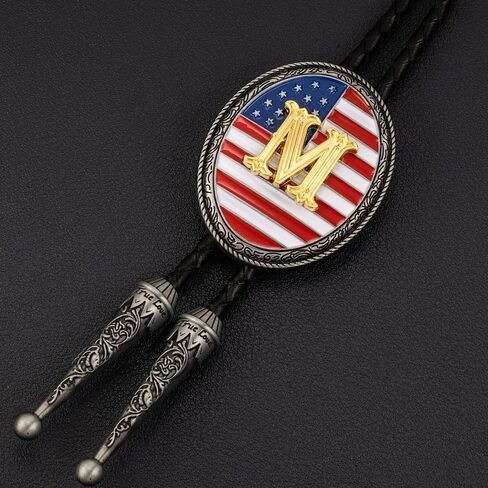 LAXPICOL Vintage Bolo Tie for Men Fashion American Flag Initial Letter Western Cowboy Bolo Tie for Women in Saudi Arabia